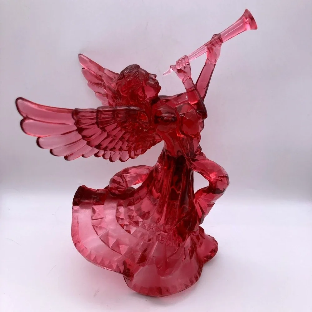 Vintage Silvestri Lucite Acrylic Angel W/ Horn Tree Topper Pink Christmas 9